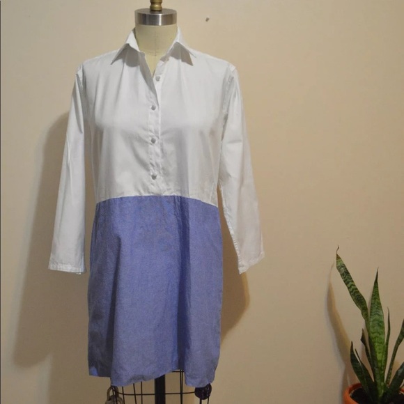 0174 Harvey Faircloth contrast long sleeve denim shirt dress sz 2 - Picture 5 of 8